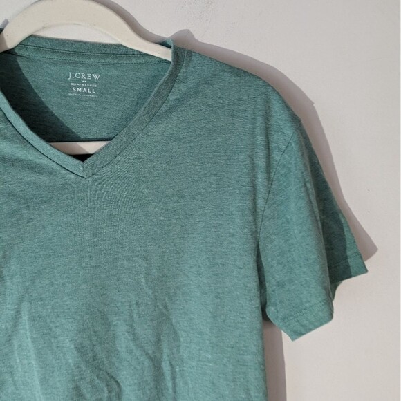 J. Crew Slim Heathered Green Vneck Slim Tshirt Women's Size Small - Picture 2 of 5